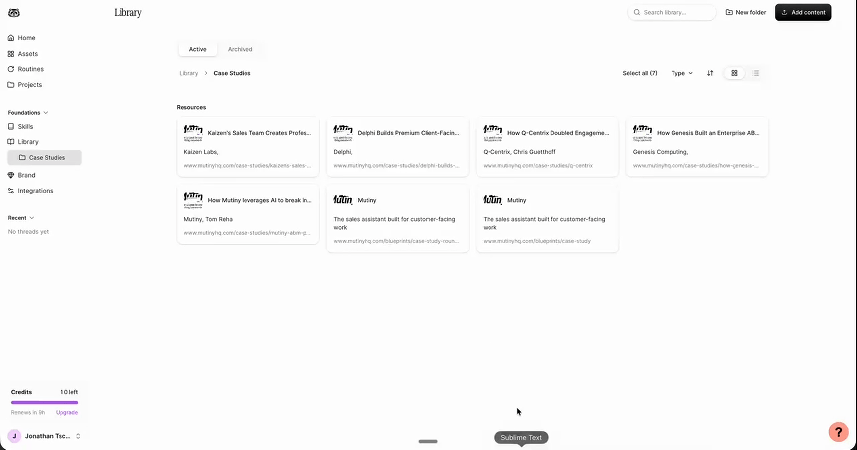Generating a share link for a Library resource